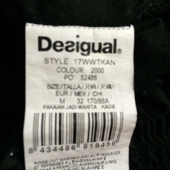 Desigual Womens Top Medium Black Multicolor Floral Print Glitter Long Sleeve - Picture 7 of 7